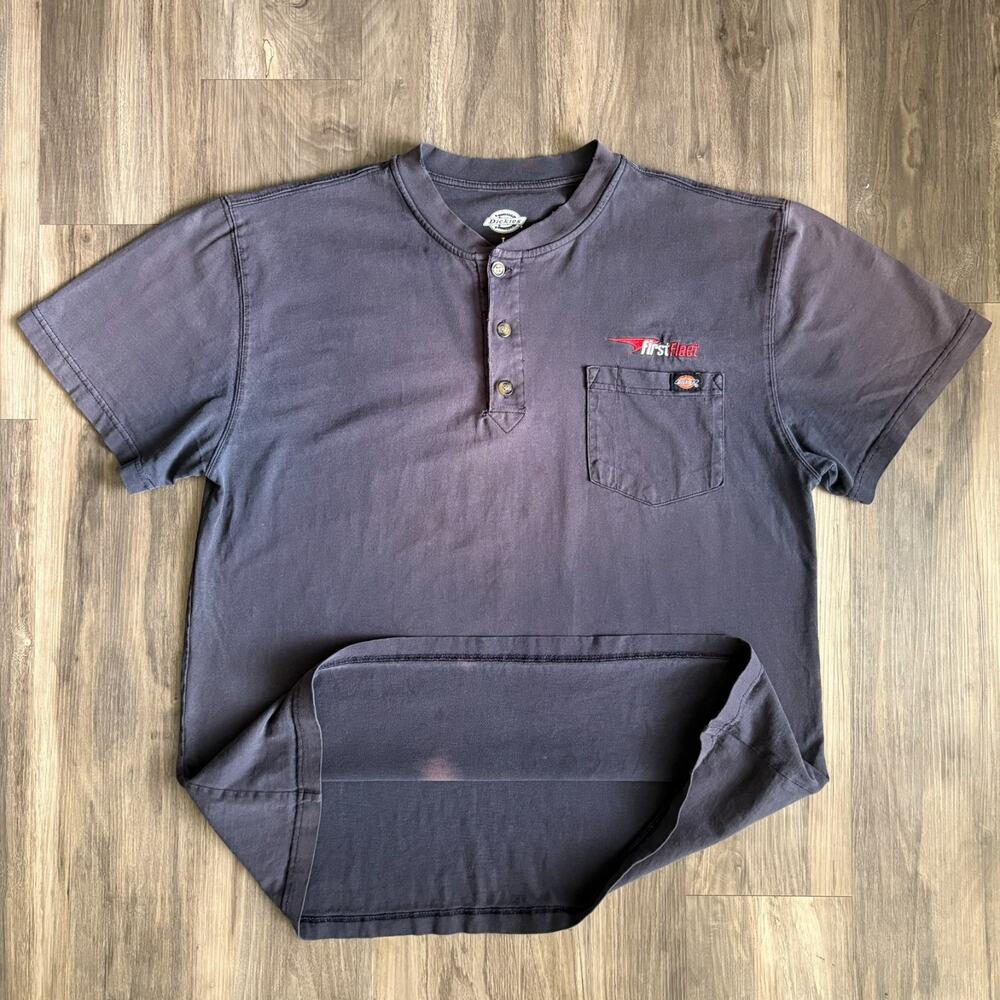 Vintage Gradient Sun Faded Worn WIP Workwear T-Shirt Size L Blue Dickies